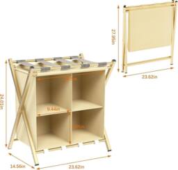 Huhote Metal Luggage Rack with Storage Shelf Suitcase stand Home 2 Set in Gold - thumbnail 8
