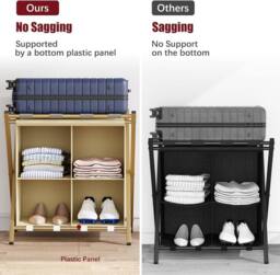 Huhote Metal Luggage Rack with Storage Shelf Suitcase stand Home 2 Set in Gold - thumbnail 5