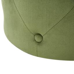 Wyld and Coco Olive Velvet Round Tufted Ottoman Pouffe 40 cm in Green - thumbnail 5
