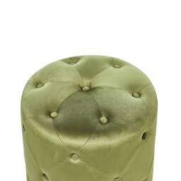 Wyld and Coco Olive Velvet Round Tufted Ottoman Pouffe 40 cm in Green - thumbnail 3