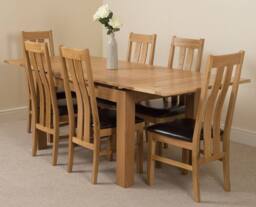 Thats Furniture Richmond 140-220cm Oak Extending Dining Table & 6 Princeton Chairs in Brown