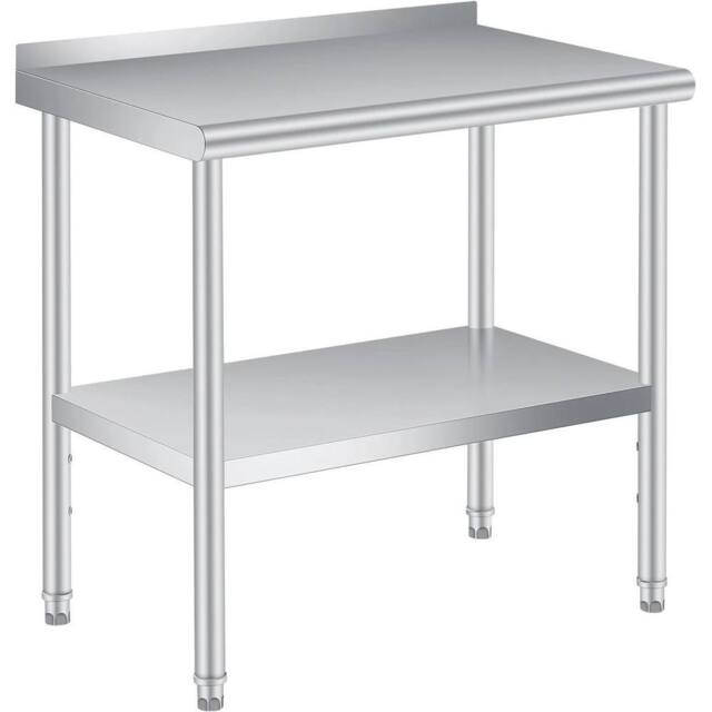 VOGREX Stainless Steel Prep Table w/ Backsplash 30 x 24 in Silver - image 1