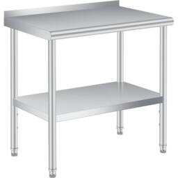 VOGREX Stainless Steel Prep Table w/ Backsplash 30 x 24 in Silver