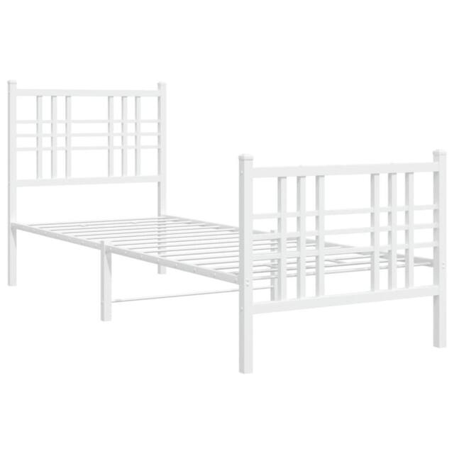 Berkfield Home Metal Bed Frame without Mattress with Footboard White 80x200cm - Size: 80x200 cm - image 1