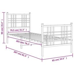 Berkfield Home Metal Bed Frame without Mattress with Footboard White 80x200cm - Size: 80x200 cm - thumbnail 8