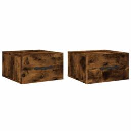 Berkfield Home Wall-mounted Bedside Cabinets 2 pcs Smoked Oak 35x35x20 cm in Brown - Size: 35 x 35 x 20 cm - thumbnail 2