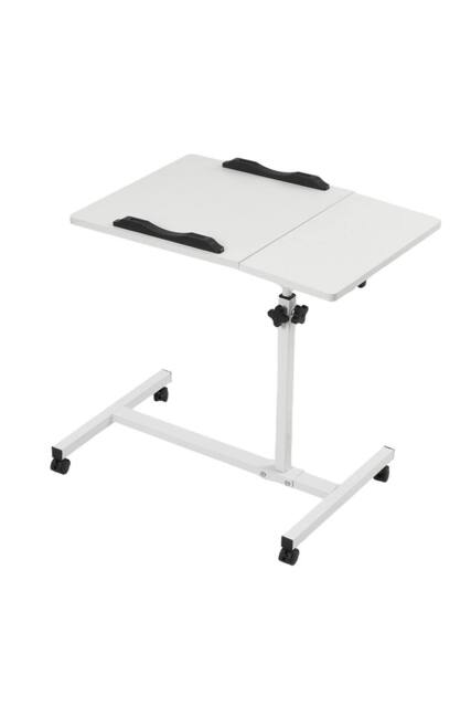 Living and Home Height Adjustable Overbed Table Computer Desk on Wheels in White - image 1