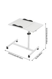 Living and Home Height Adjustable Overbed Table Computer Desk on Wheels in White - thumbnail 6