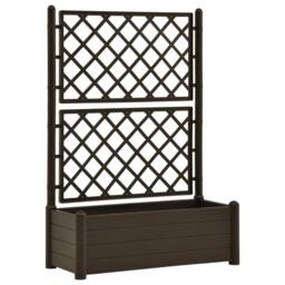 Berkfield Home Garden Planter with Trellis 100x43x142 cm PP Mocha in Black - Size: 100 x 43 x 142 cm - thumbnail 2