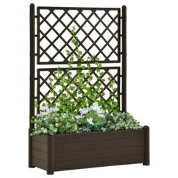 Berkfield Home Garden Planter with Trellis 100x43x142 cm PP Mocha in Black - Size: 100 x 43 x 142 cm - thumbnail 1
