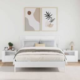 Berkfield Home Wall-mounted Bedside Cabinets 2 pcs White 45x30x35 cm - Size: 45 x 30 x 35 cm - thumbnail 3