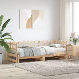 Berkfield Home Pull-out Day Bed 2x(80x200) cm Solid Wood Pine in Natural - thumbnail 2