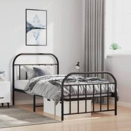 Berkfield Home Metal Bed Frame with Headboard & Footboard Black 100x190 cm - thumbnail 2