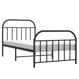 Berkfield Home Metal Bed Frame with Headboard & Footboard Black 100x190 cm - thumbnail 4