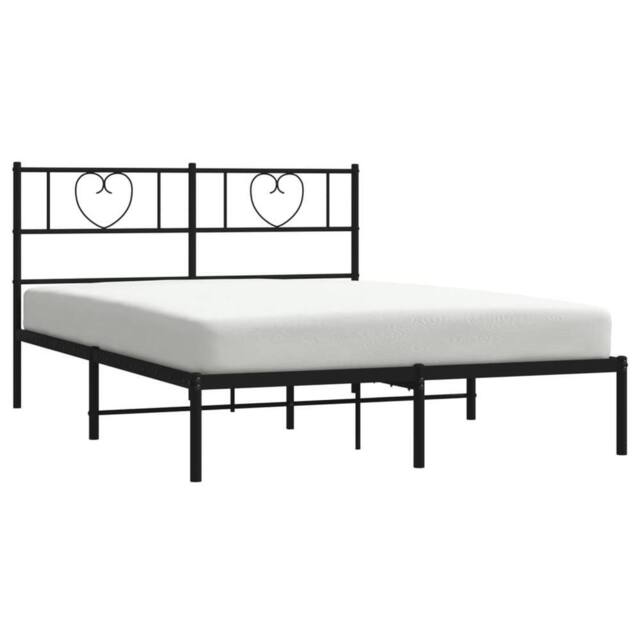Berkfield Home Metal Bed Frame with Headboard Black 160x200 cm - image 1