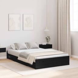 Berkfield Home Modern Storage Bed Frame Black oak 120 x 190 cm Engineered wood - thumbnail 2