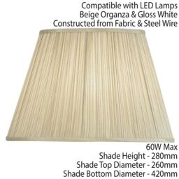 "Loops 16.5"" Luxury Round Tapered Lamp Shade Beige Pleated Organza Modern Elegant Drum" - thumbnail 2