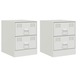 Berkfield Home Bedside Cabinets 2 pcs White 34.5x39x44 cm Steel - thumbnail 2