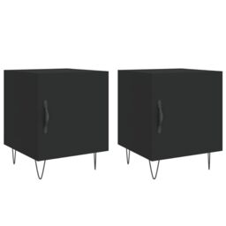 Berkfield Home Bedside Cabinets 2 pcs Black 40x40x50 cm Engineered Wood - Size: 40 x 40 x 50 cm - thumbnail 2