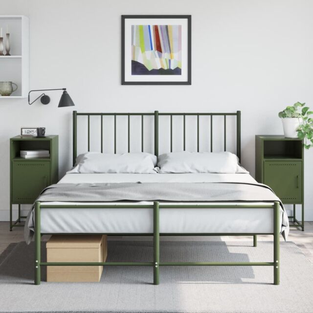 Berkfield Home Bedside Cabinets 2 pcs Olive Green 36x39x78 cm Steel - Size: 36 x 39 x 78 cm - image 1