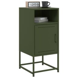 Berkfield Home Bedside Cabinets 2 pcs Olive Green 36x39x78 cm Steel - Size: 36 x 39 x 78 cm - thumbnail 4