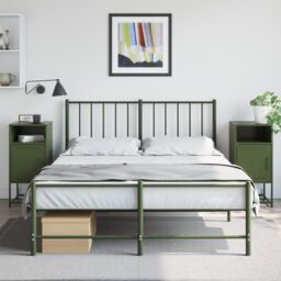 Berkfield Home Bedside Cabinets 2 pcs Olive Green 36x39x78 cm Steel - Size: 36 x 39 x 78 cm