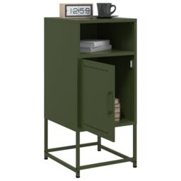 Berkfield Home Bedside Cabinets 2 pcs Olive Green 36x39x78 cm Steel - Size: 36 x 39 x 78 cm - thumbnail 3
