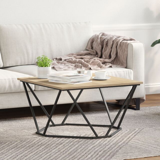 Berkfield Home Coffee Table Sonoma oak Particle board & metal Medium Square in Brown - image 1