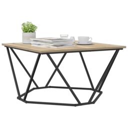 Berkfield Home Coffee Table Sonoma oak Particle board & metal Medium Square in Brown - thumbnail 3