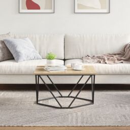 Berkfield Home Coffee Table Sonoma oak Particle board & metal Medium Square in Brown - thumbnail 4