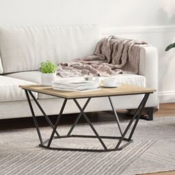 Berkfield Home Coffee Table Sonoma oak Particle board & metal Medium Square in Brown - thumbnail 1