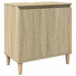 Berkfield Home 3 Piece Bathroom Furniture Set Sonoma Oak Engineered Wood in Light Tan - thumbnail 8