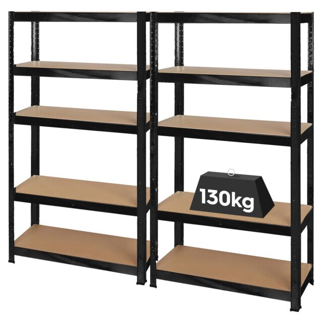 Harbour Housewares 5-Tier Steel Garage Shelving Units Set - 2pc Heavy Duty Storage Shelves Set in Black - image 1