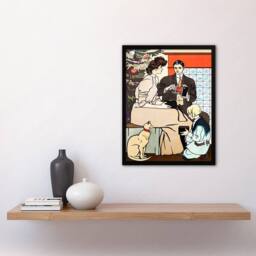 Artery8 Edward Penfield Framed Wall Art Print Vintage Christmas Family Scene - Size: A4 - thumbnail 2