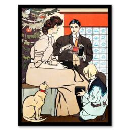 Artery8 Edward Penfield Framed Wall Art Print Vintage Christmas Family Scene - Size: A4 - thumbnail 1