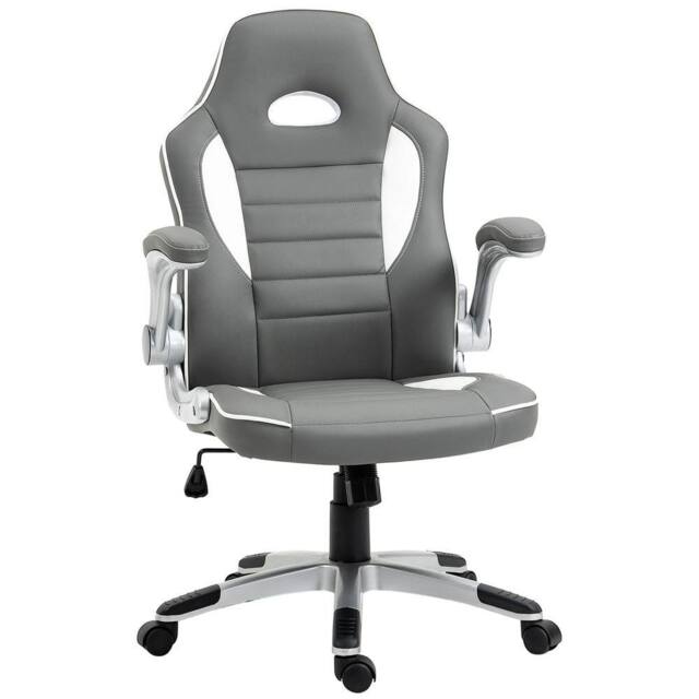 Nordara Grey PU Leather Gaming Chair Swivel Ergonomic Office Chair - Size: 100 cm x 15 cm - image 1