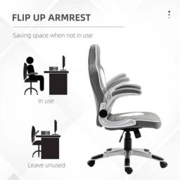 Nordara Grey PU Leather Gaming Chair Swivel Ergonomic Office Chair - Size: 100 cm x 15 cm - thumbnail 4