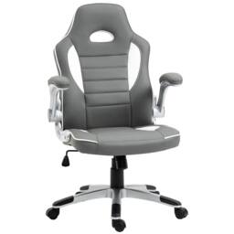 Nordara Grey PU Leather Gaming Chair Swivel Ergonomic Office Chair - Size: 100 cm x 15 cm