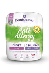 Slumberdown Anti Allergy 4.5 Tog Summer Duvet With 2 Pillows in White - Size: Single