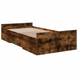 Berkfield Home Bed Frame with Drawers without Mattress Smoked Oak 100x200 cm in Brown - thumbnail 6