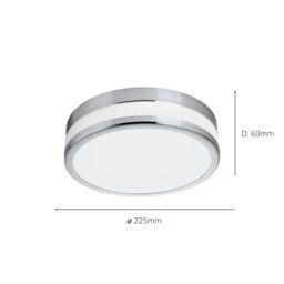 Eglo Palmero Metal & Glass IP44 Integrated LED Bathroom Ceiling Flush Light in Metallic Silver - thumbnail 3