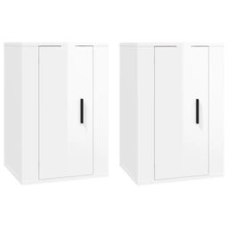 Berkfield Home Wall Mounted TV Cabinets 2 pcs High Gloss White 40x34.5x60 cm - thumbnail 2