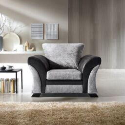 Abakus Direct Farrow Crushed Chenille Armchair in Black & Light Grey - thumbnail 1