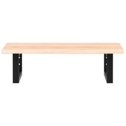 Berkfield Home Basin Shelf Wall Mounted Steel & Solid Wood Oak in Light Oak - thumbnail 7