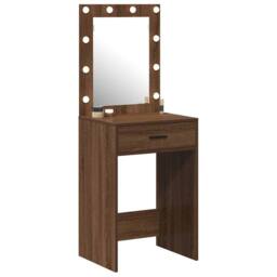 Berkfield Home Modern Dressing Table with LED Lights Brown Oak 50x41x135 cm - Size: 50 x 41 x 135 cm