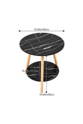 50×50×50cm Double Tier Round Wooden Side Table in Black - thumbnail 8