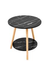 50×50×50cm Double Tier Round Wooden Side Table in Black - thumbnail 4