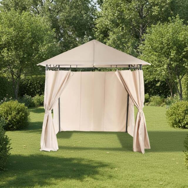 OHS Water Resistant Garden Gazebo with Curtains Outdoor Party Tent Canopy in Natural - image 1