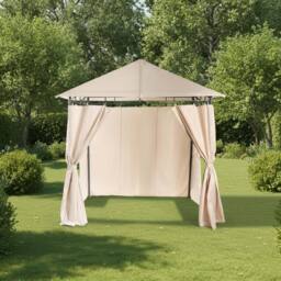 OHS Water Resistant Garden Gazebo with Curtains Outdoor Party Tent Canopy in Natural - thumbnail 1