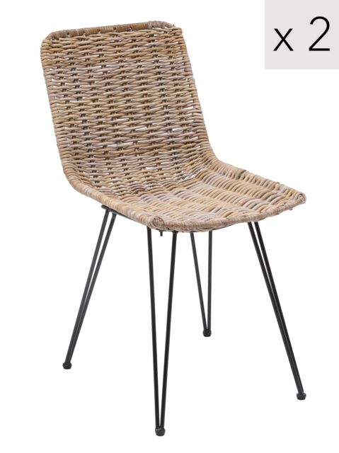 Nordlys Set of 2 Metal & Natural Fiber Chairs in Brown - image 1